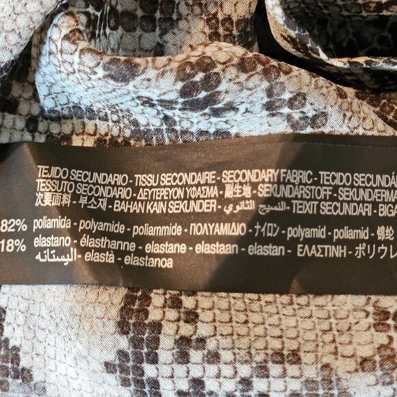 Zara Accessories Snake Print Semi-sheer Bodysuit Long Sleeve Deep V-neck Sz S - Picture 10 of 11